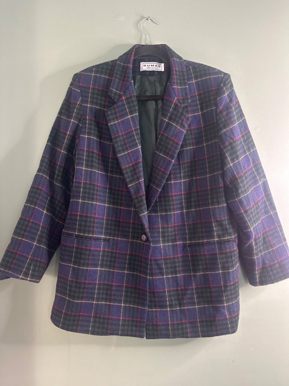 Dumas USA Plaid Blazer Jacket Vintage Preppy Academia Dark Academia Medium